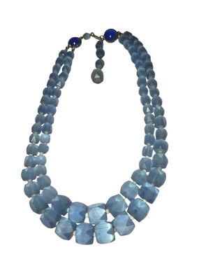 Elgant Light Blue  Double Strand Glass Beaded Necklace
